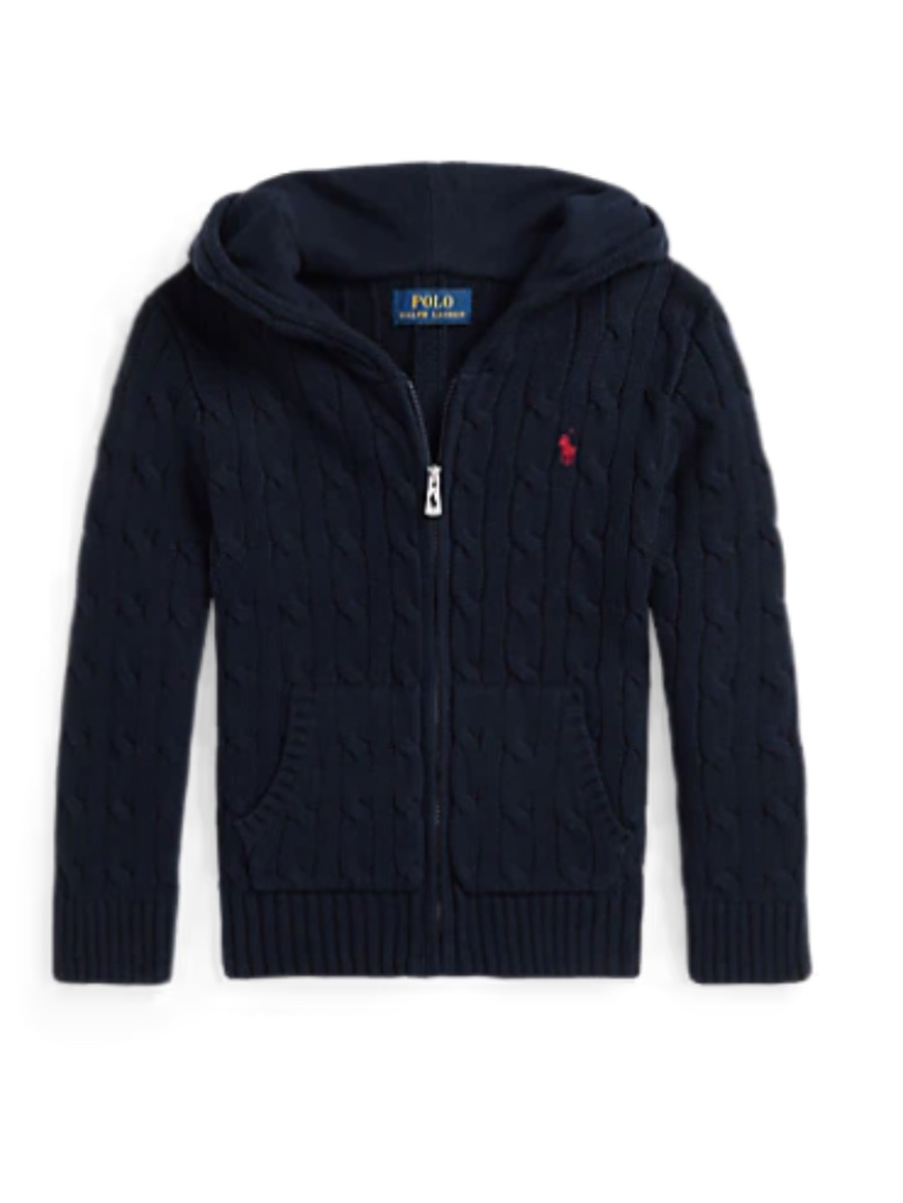 Ralph Lauren Cable Cotton Hooded Full-Zip Sweater (Size: 3T)